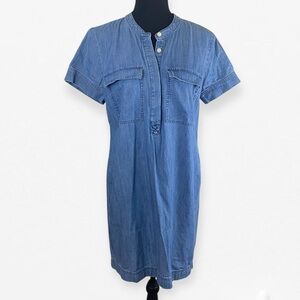 J. Crew Medium wash Blue Denim button up Shirt Sheath Jean Dress 8